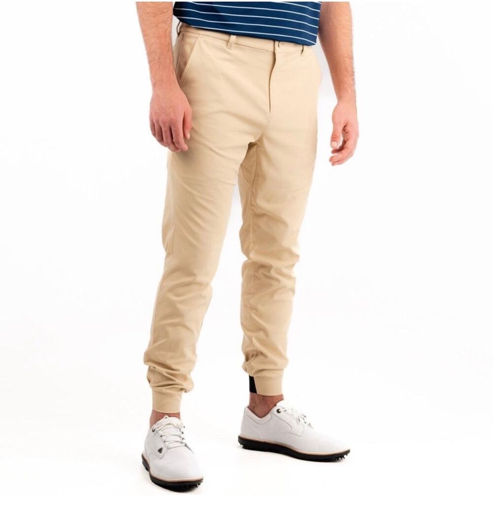 GOOD GOOD Golf Men's Swing Sport Joggers Performance Stretch UPF 50 Pants Khaki